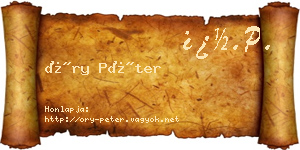 Őry Péter névjegykártya